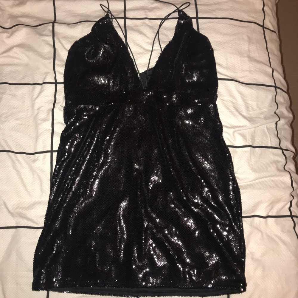 Black sequin bodycon dress